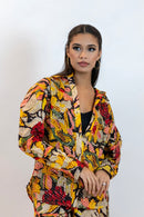 Yellow Sequin Blouse – Sparkly Floral Party Shirt Women