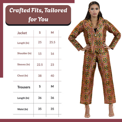 Geometric Print Co-Ord Set – Blazer & Tapered Pants Suit
