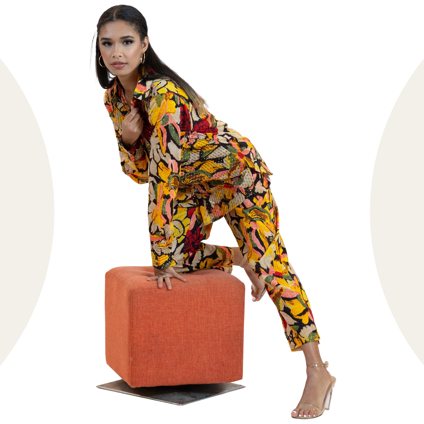 Floral Sequins Co-Ord Set – Elegant 2 Piece Party Outfit