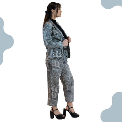 Monochrome Mirror Work Co-Ord Set – Women’s 2 Piece Suit