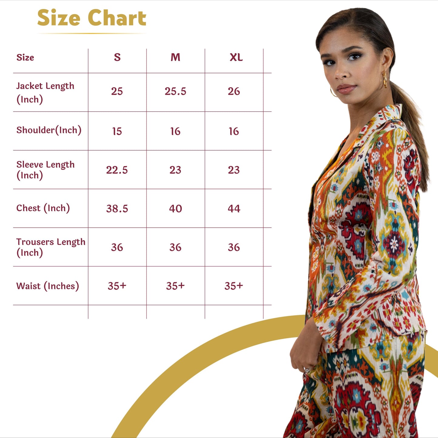 Women’s Moroccan Blazer & Pants – Elegant 2 Piece Outfit- Multicolor