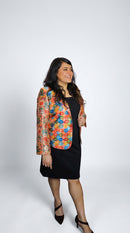 Colorful Handcrafted Dual Printed Blazer for Women – Artisan Printed Jacket