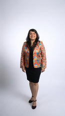 Colorful Handcrafted Dual Printed Blazer for Women – Artisan Printed Jacket