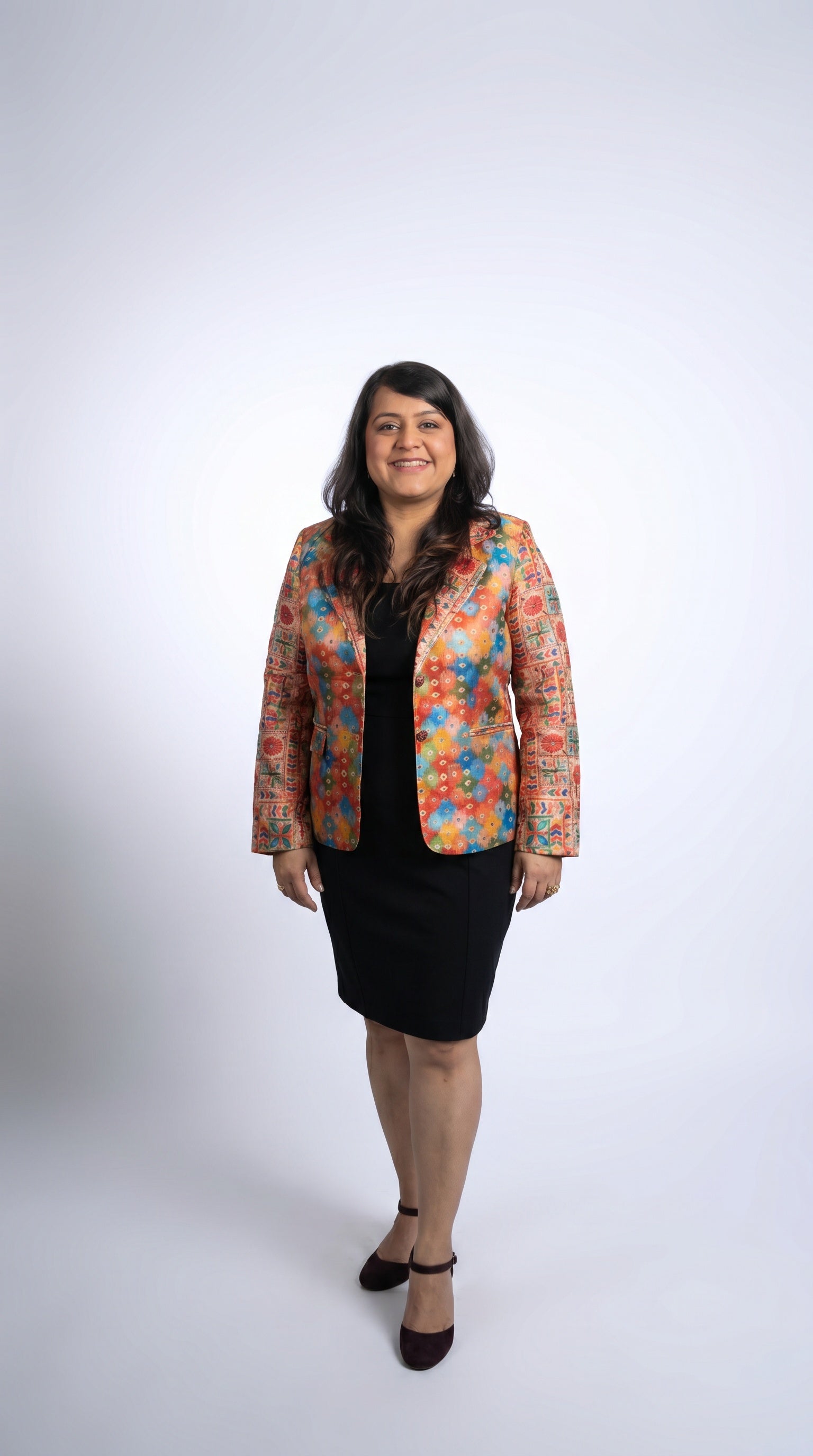 Colorful Handcrafted Dual Printed Blazer for Women – Artisan Printed Jacket