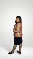 Colorful Handcrafted Dual Printed Blazer for Women – Artisan Printed Jacket