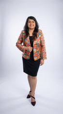 Colorful Handcrafted Dual Printed Blazer for Women – Artisan Printed Jacket