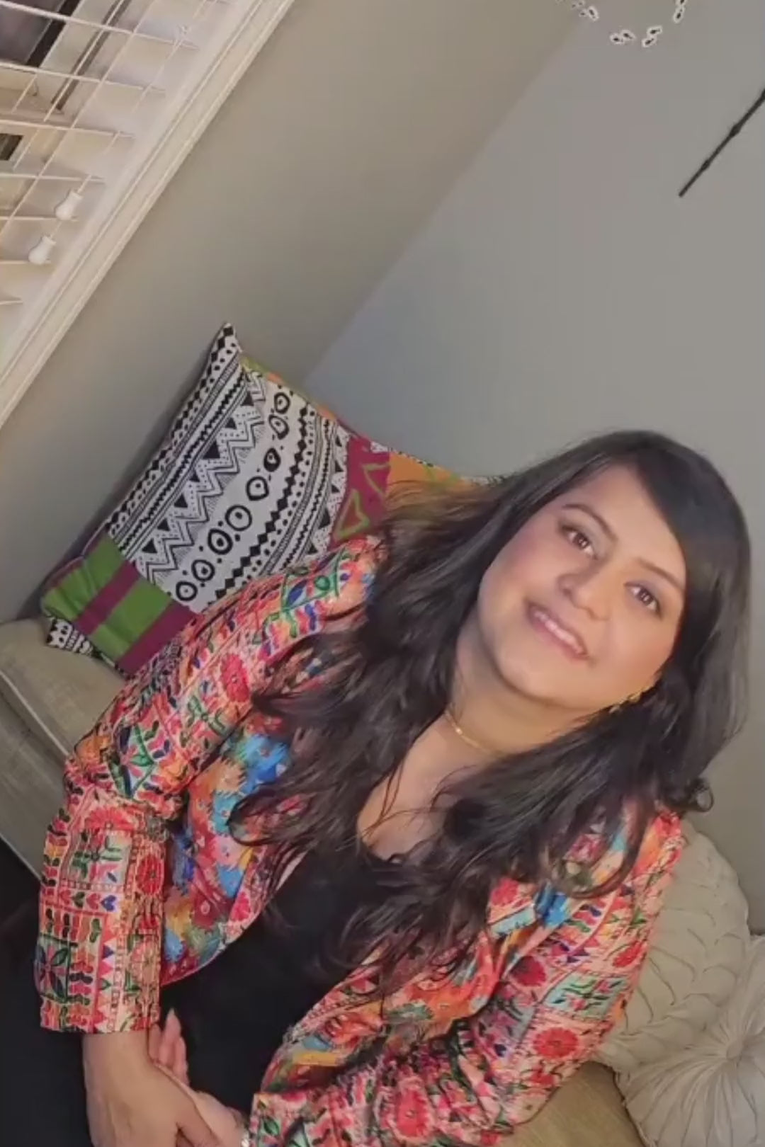 Colorful Handcrafted Dual Printed Blazer for Women – Artisan Printed Jacket