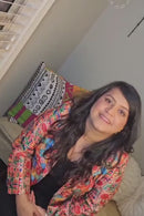 Colorful Handcrafted Dual Printed Blazer for Women – Artisan Printed Jacket