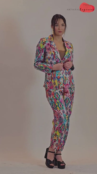 Moroccan Print Co-Ord Set – Blazer & Pants Suit Women - Pink