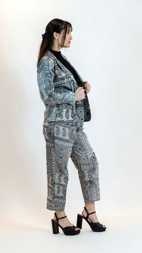 Monochrome Mirror Work Co-Ord Set – Women’s 2 Piece Suit
