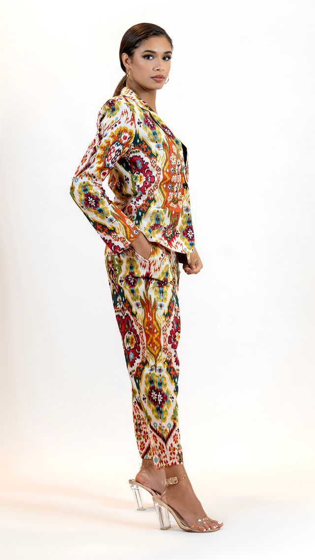 Women’s Moroccan Blazer & Pants – Elegant 2 Piece Outfit- Multicolor