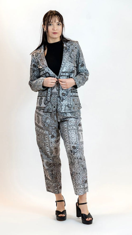 Monochrome Mirror Work Co-Ord Set – Women’s 2 Piece Suit
